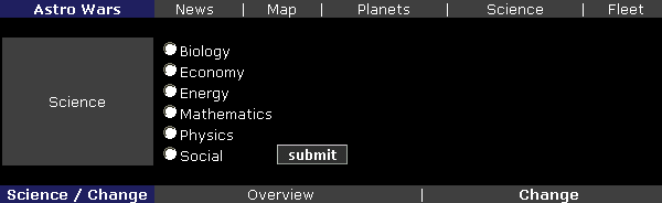 Science Screen - change active science